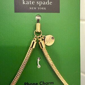 Kate Spade New York Phone Charm Accessory Bracelet Gold Chain + Logo *NEW*